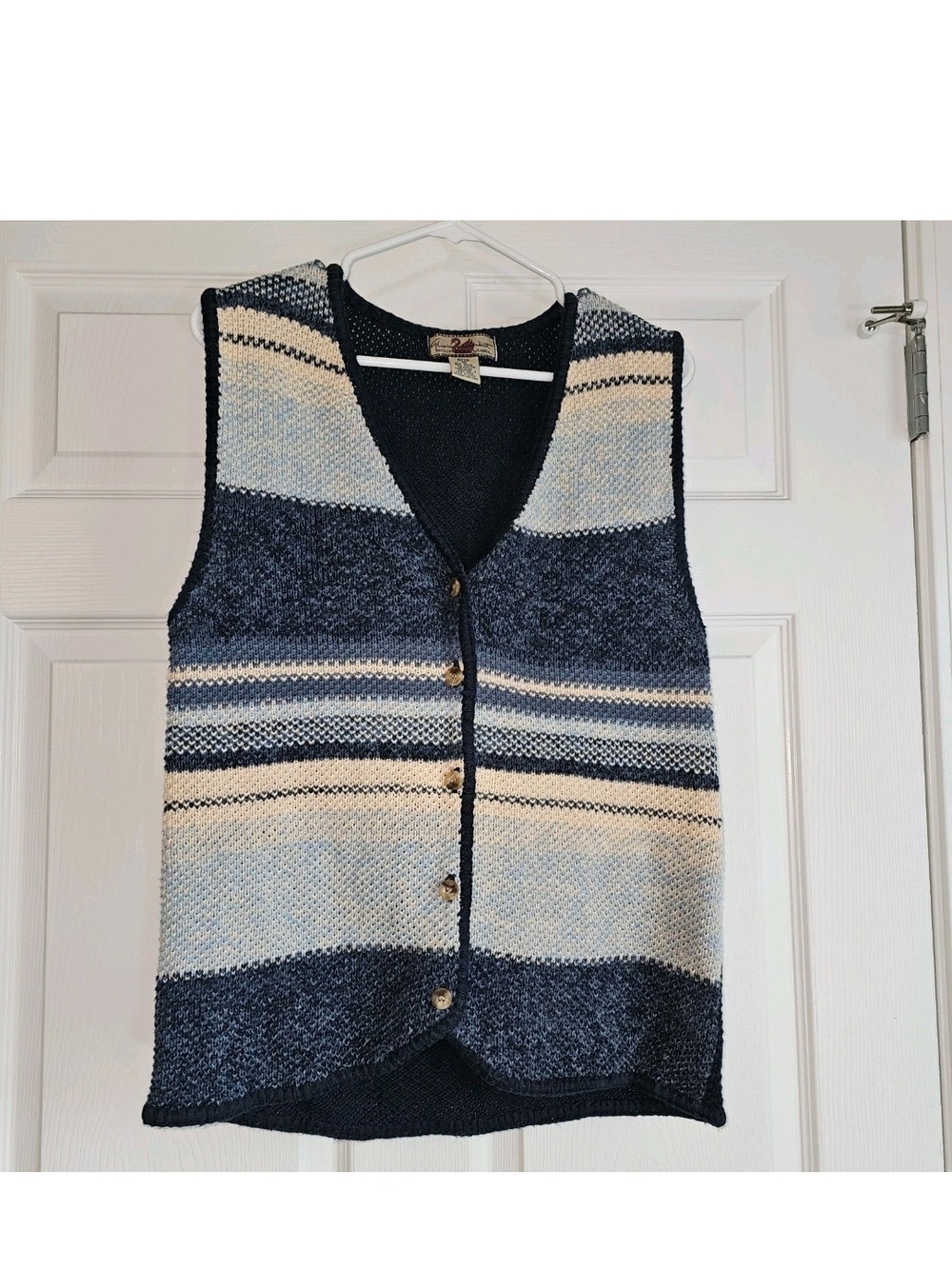 Vintage Gloria Vanderbilt Striped Vest M Cottagecore Coastal Grandma Nautical